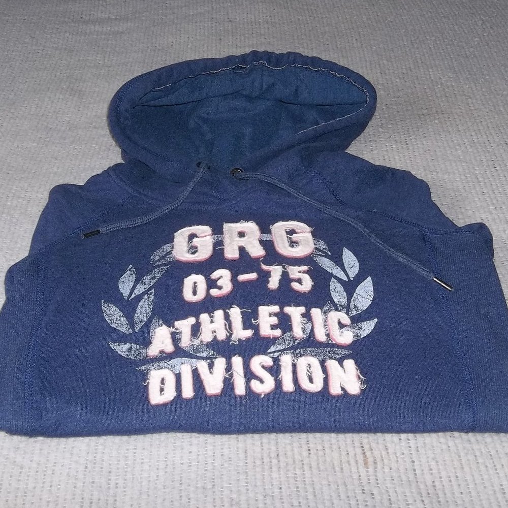 2/$40 Garage Blue Hoodie Sweatshirt Ladies Juniors XS White Lettering